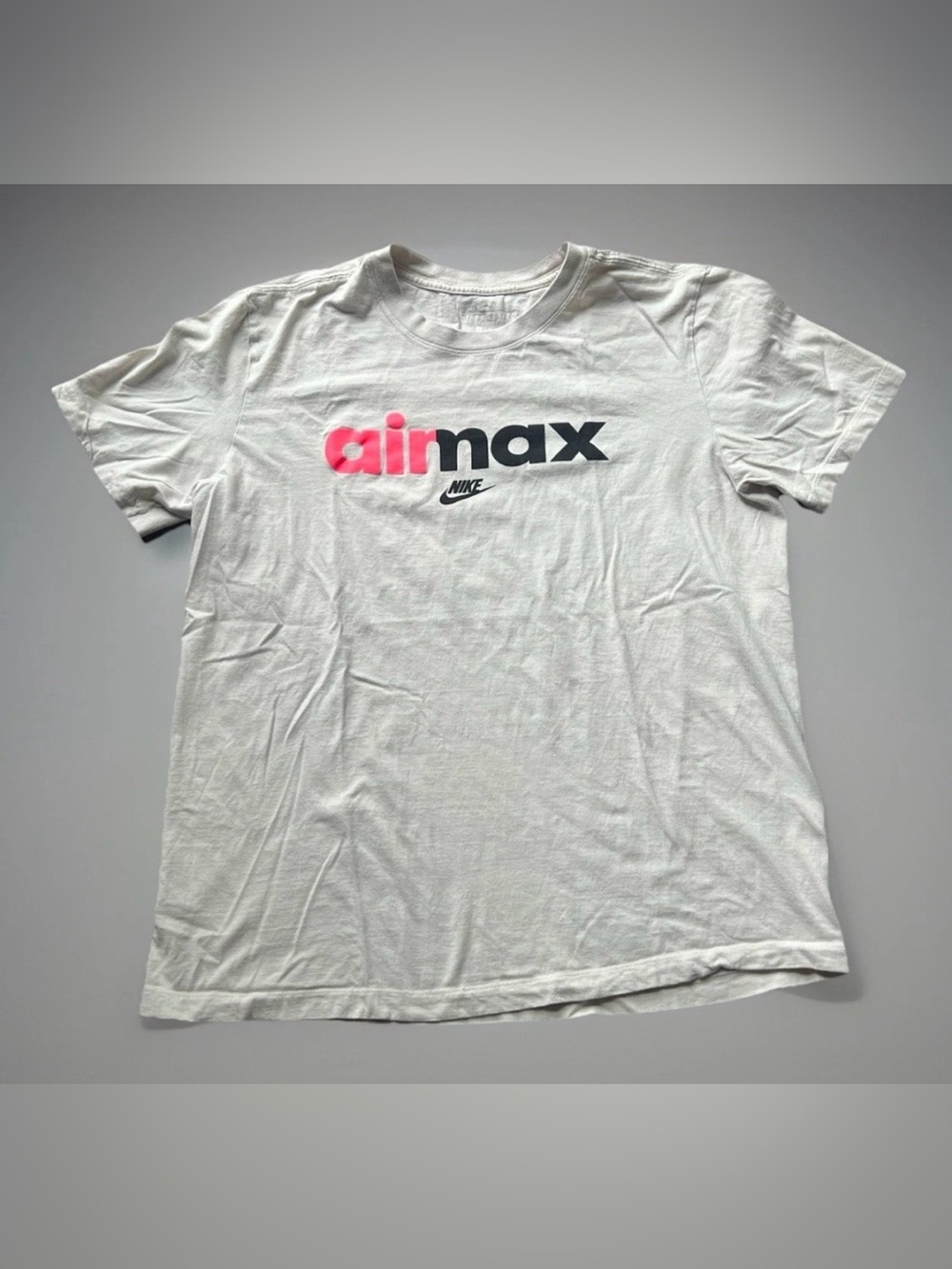 Nike Air Max T-Shirt Mens Size Large White Black Pink Logo Tee 100% Cotton Gym